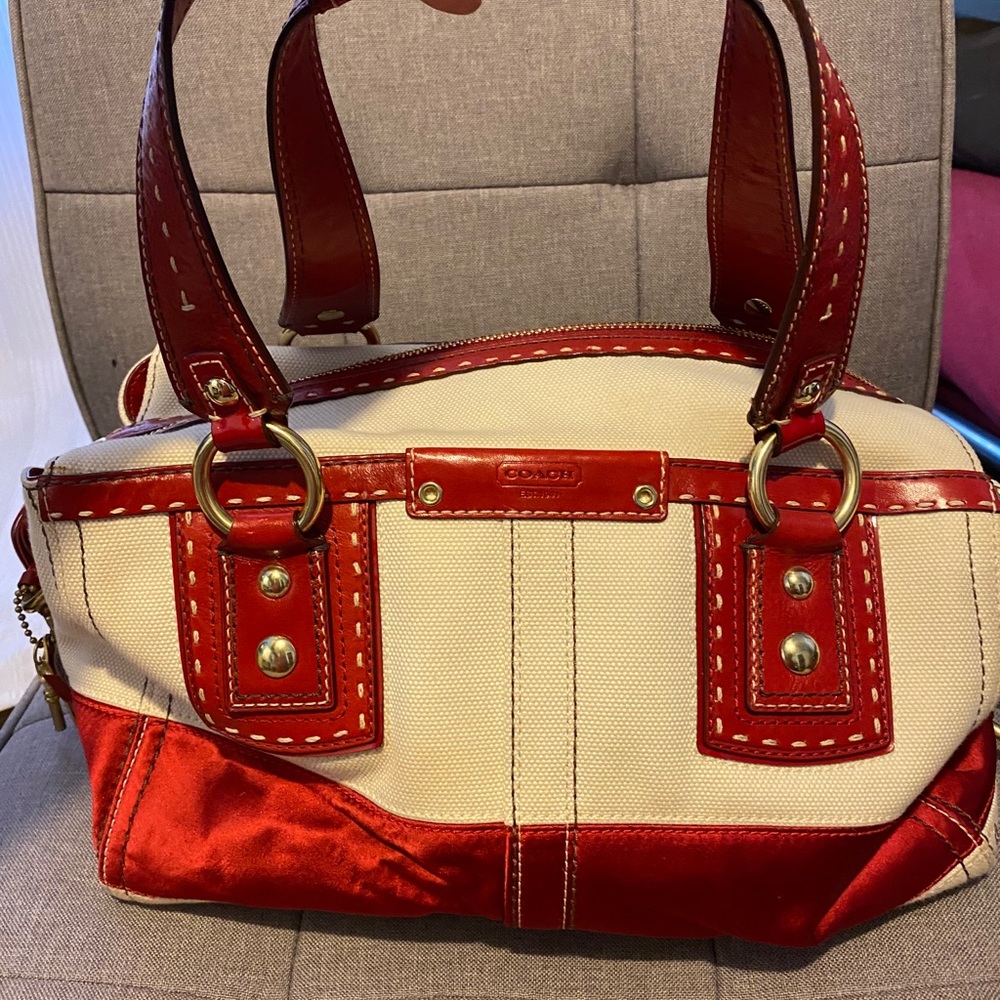 Coach canvas and satin handbag